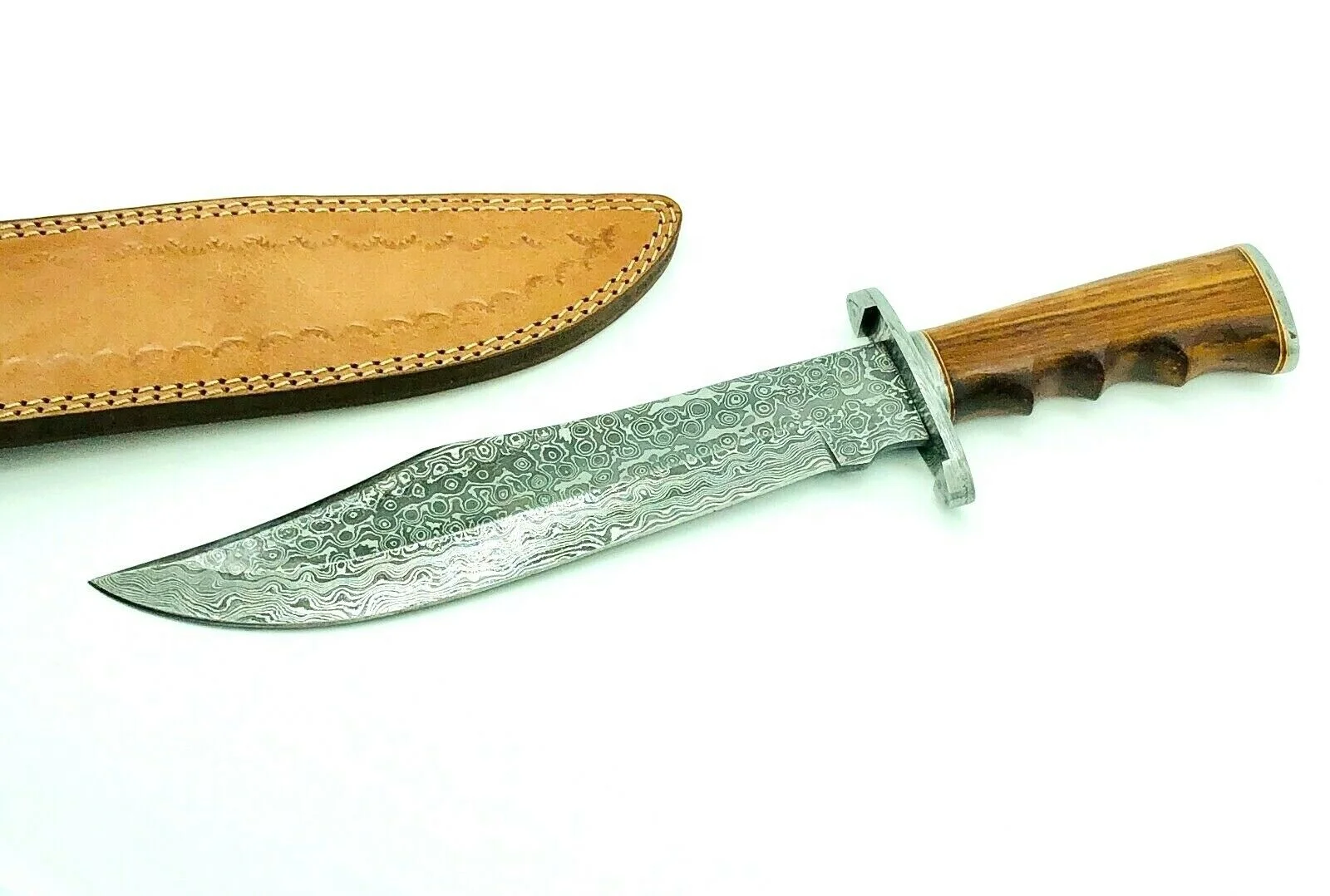 Custom Hammer Forged Damascus Steel Bowie Knife