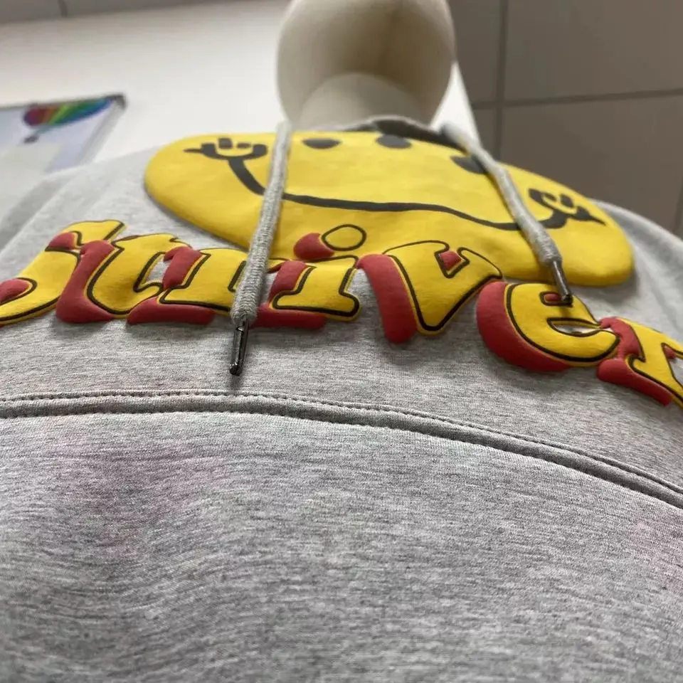 OEM Oversized Heavyweight 100% Cotton Zip up Brown Hoodie Custom Logo Streetwear Full Zip up Hoodie Puff Printing