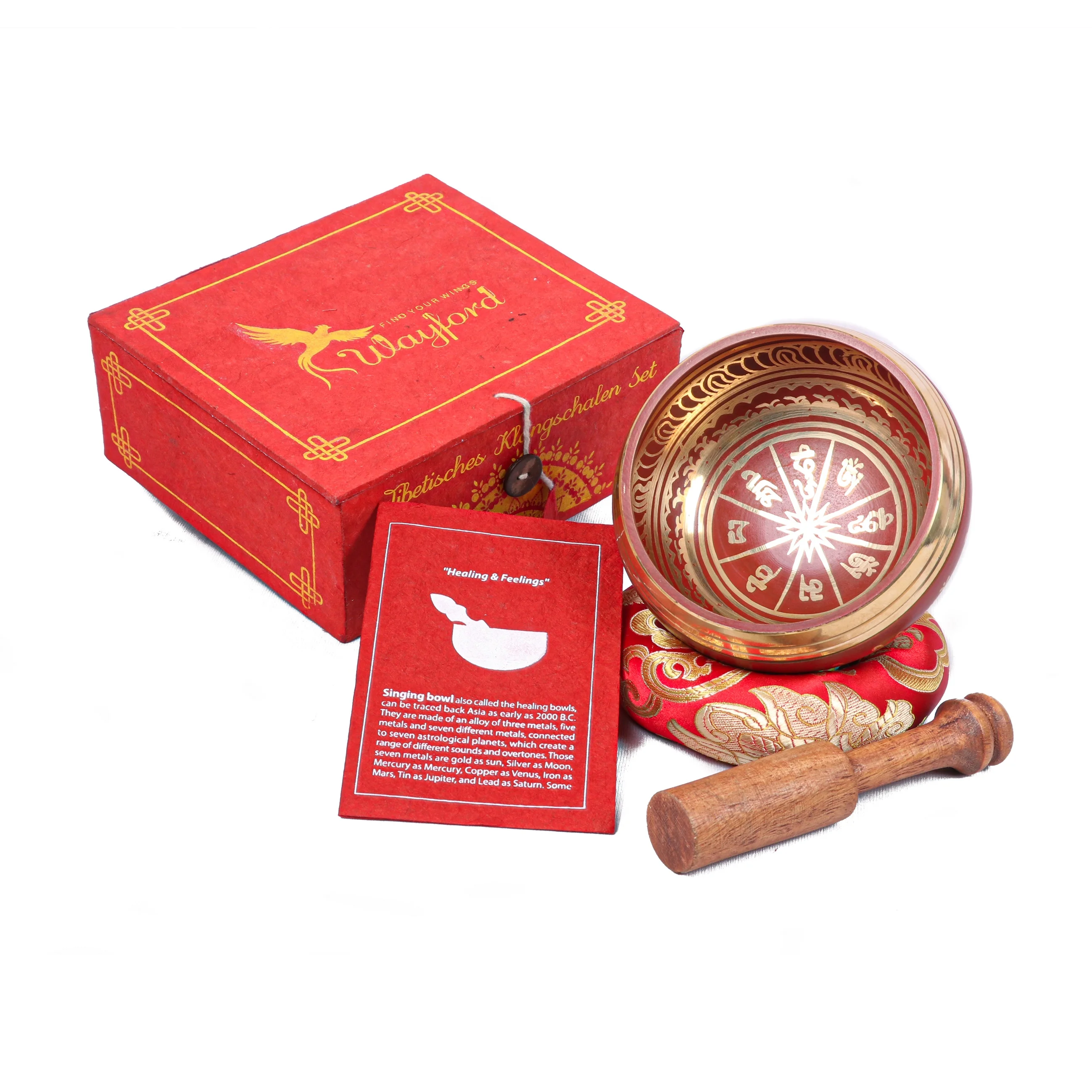 Colored Metal Brass Singing Bowl for Yoga Meditation Therapy & Souvenir Custom Print High Resonance Sound Mantra Carved