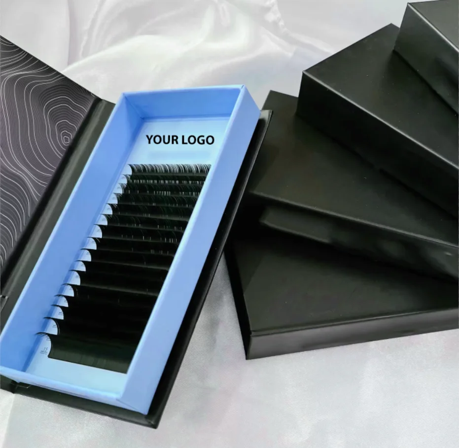 Wholesale Custom LOGO Lash Trays Cashmere CC Curl Colored Box Faux Mink Eyelashes Korean PBT FIBERS 0.05mm Lash Extensions