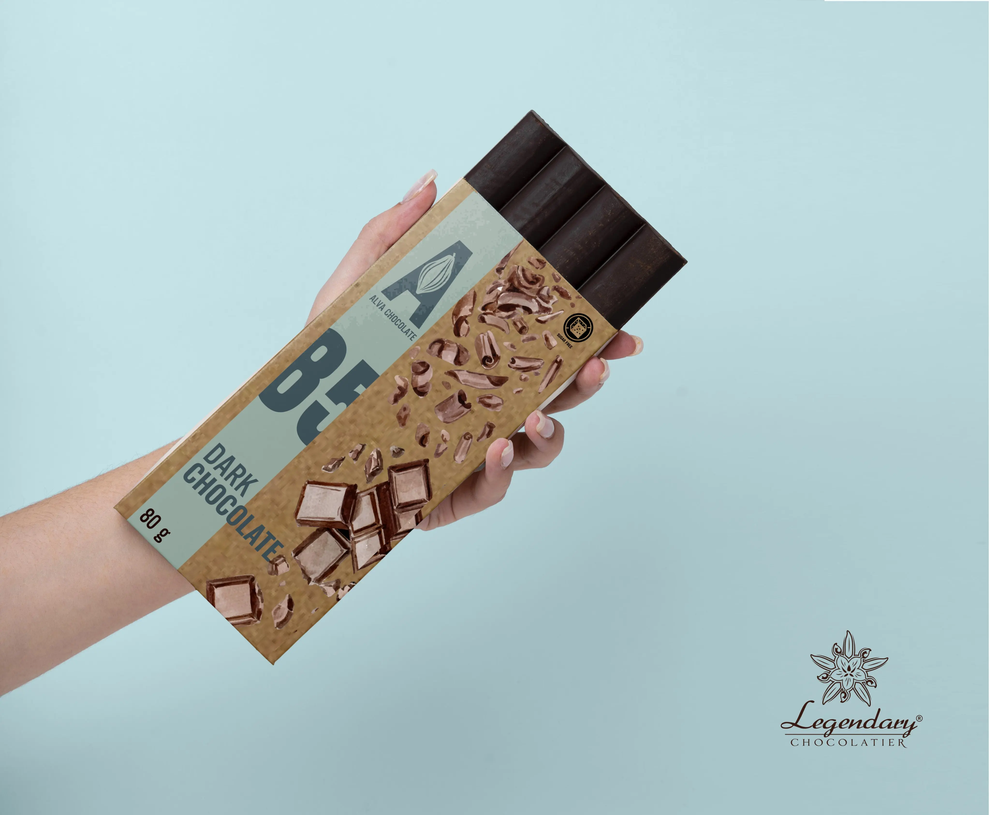 Diet chocolate healthy 80g dark chocolate bar box no sugar 85% ALVA made in Vietnam reasonable price for exporting