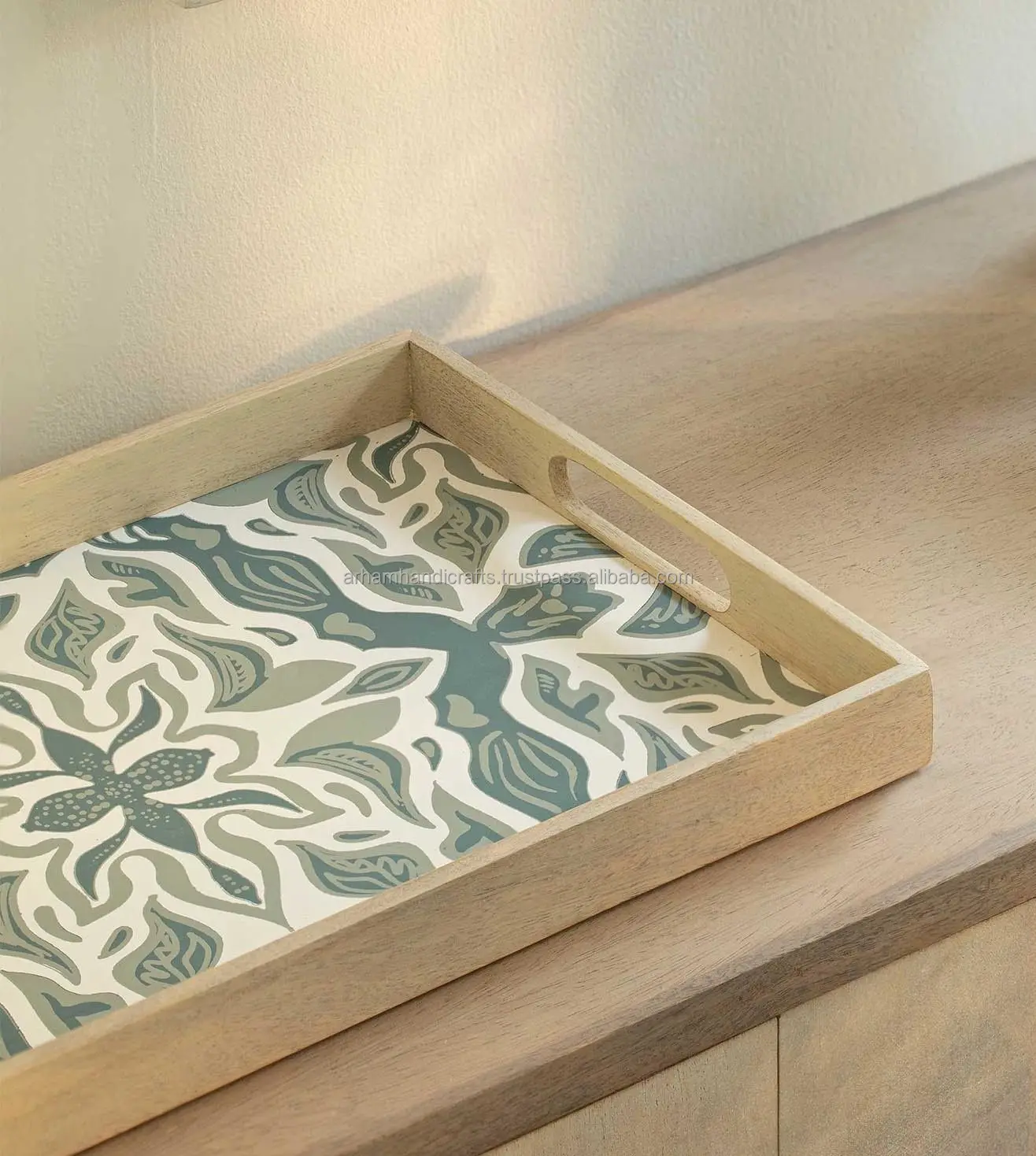 Square Wooden Tray for Food Serving hot selling in Senegal Dubai by LUXURY CRAFTS