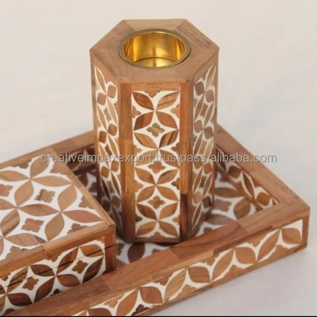 Набор курильниц ручной работы, уникальный стильный поднос из дерева и смолы, в арабском стиле