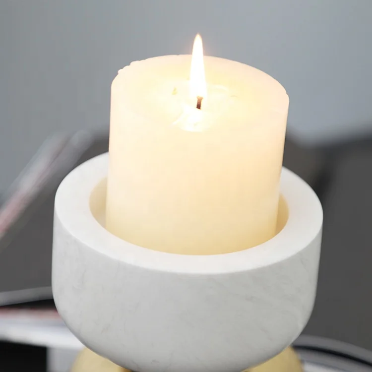 Модный дизайнерский подсвечник из твердого мрамора с металлическим основанием для украшения дома