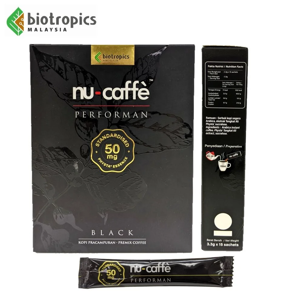 Высококачественный черный кофе Nu-Caffe с экстрактом Малайзии Tongkat Ali без крема для повышения энергии