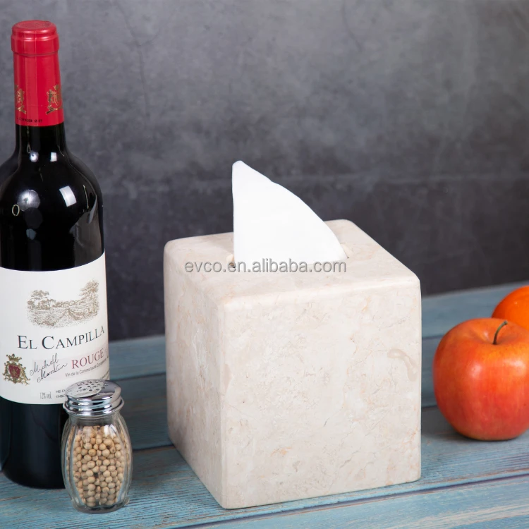 Natural Champagne Marble Square Tissue Box Holder