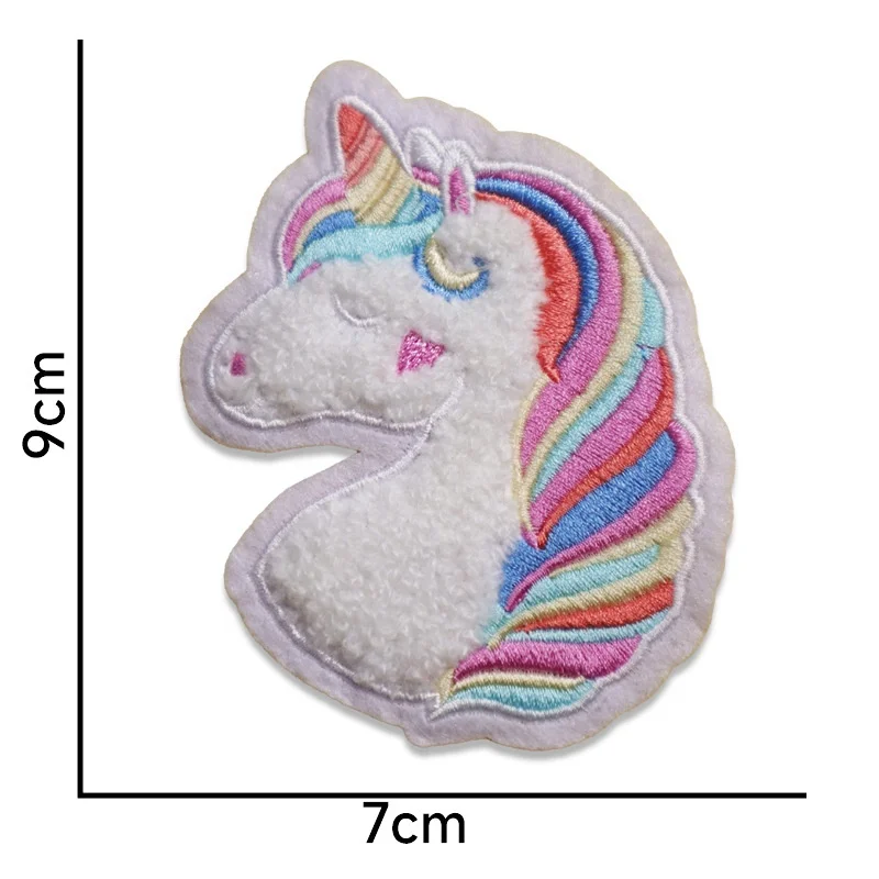 Shenglan Cartoon Chenille Embroidery Patches Iron on Patches Colorful Unicorn Fabric Opp Bag Resin Sustainable Embroidered