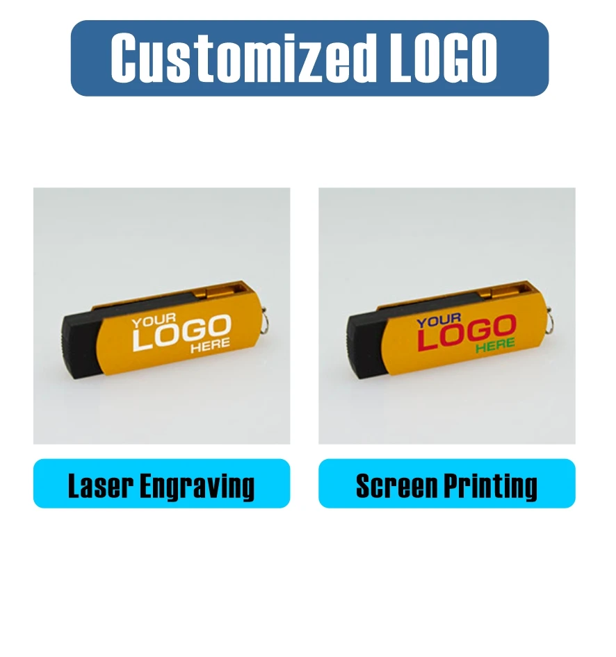 Rotary design metal Customized LOGO USB flash drive USB pen drive 3.0 2.0 write protect usb memory stick 16gb 32gb 64gb