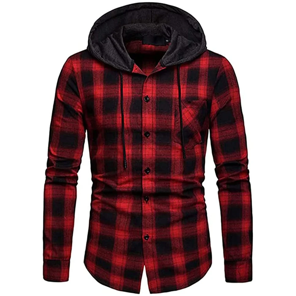 Flannel Hood Shirts Shirts flannel Flannel Shirt Casual Color Optional Casual 100% Cotton Long Sleeve for men