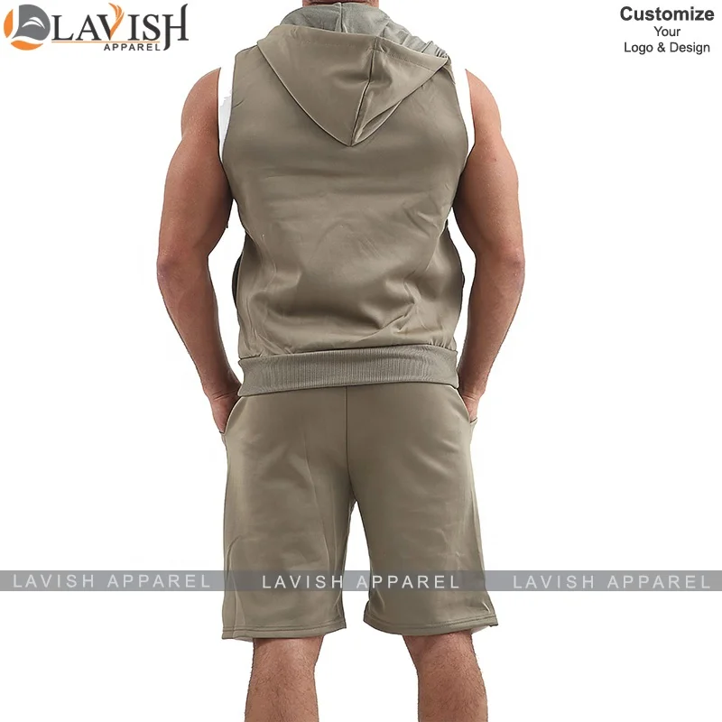 
Men Two Piece Summer Fashion Sleeveless Hooded Jacket Shirts & Shorts Sets Tie Dye Short Sets for Men by Lavish Apparel Adults 