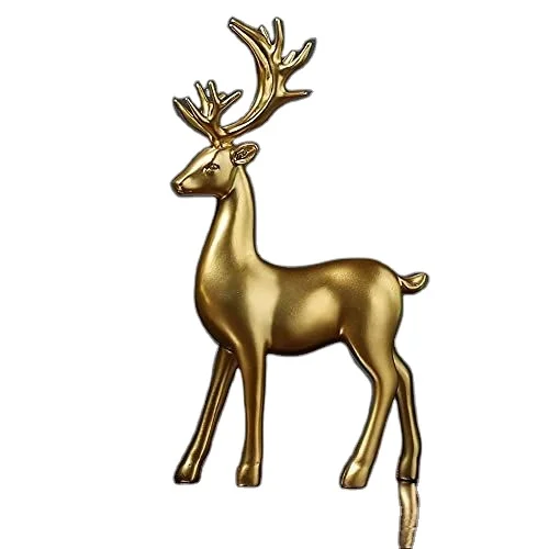 Set of 2 Metal Sculpture Art Animal Sculptures Interior Table Decor Animal Deer Luxury Golden for Decoration Homes and Garden