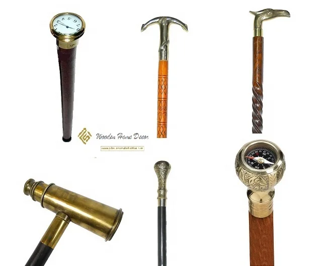 Дизайнерская деревянная трость ручной работы с латунной ручкой