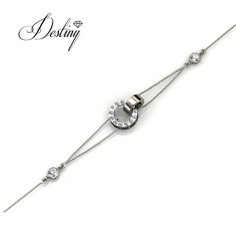 925 sterling silver simple circle rings shaped link chain bracelet for women Destiny Jewellery