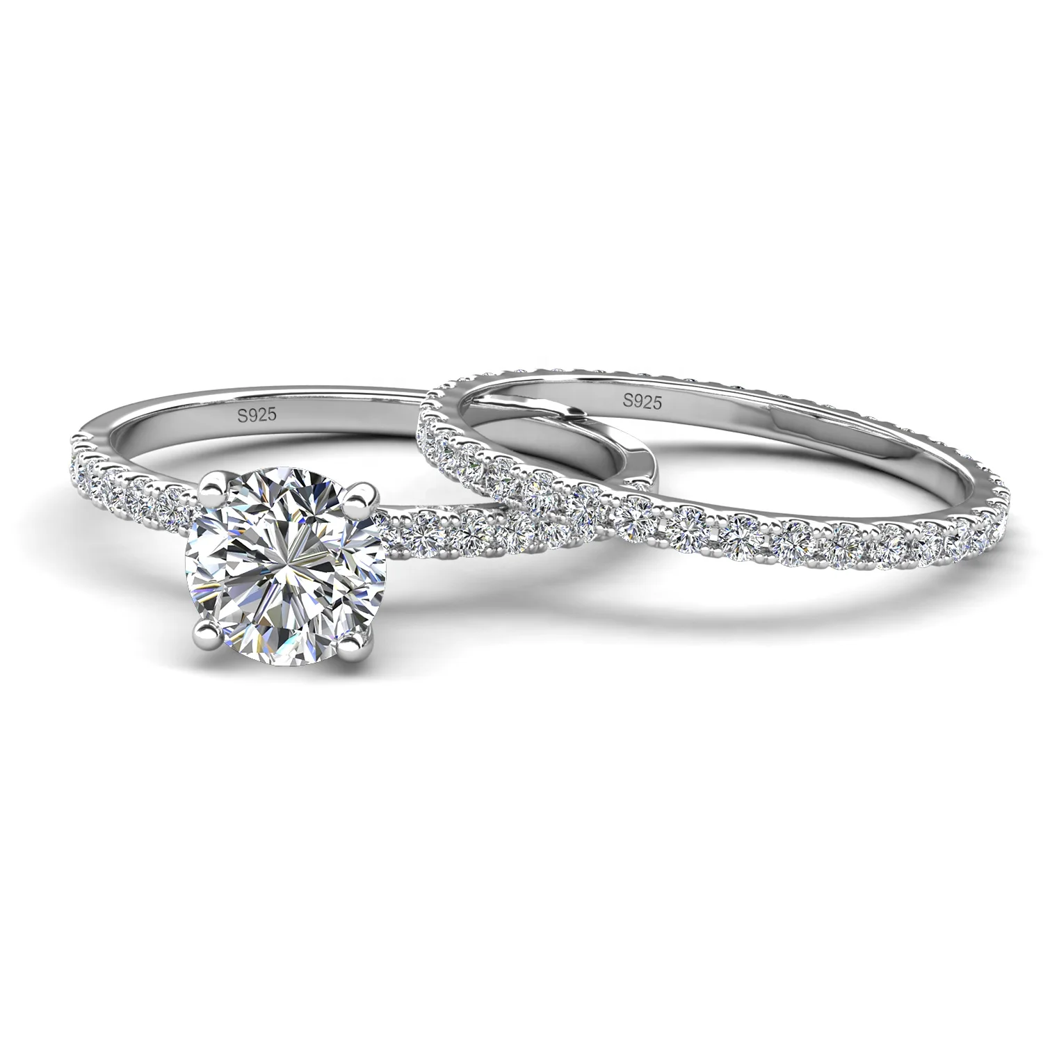 Wholesale GRA Moissanite Jewelry 925 Sterling Silver Stackable Wedding Engagement Halo Ring Set For Women Destiny Jewellery