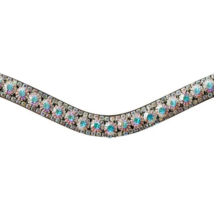 Equestrian Horse Leather Diamante Brow-band Bling White Diamond Crystals Single Layer OEM Accepted