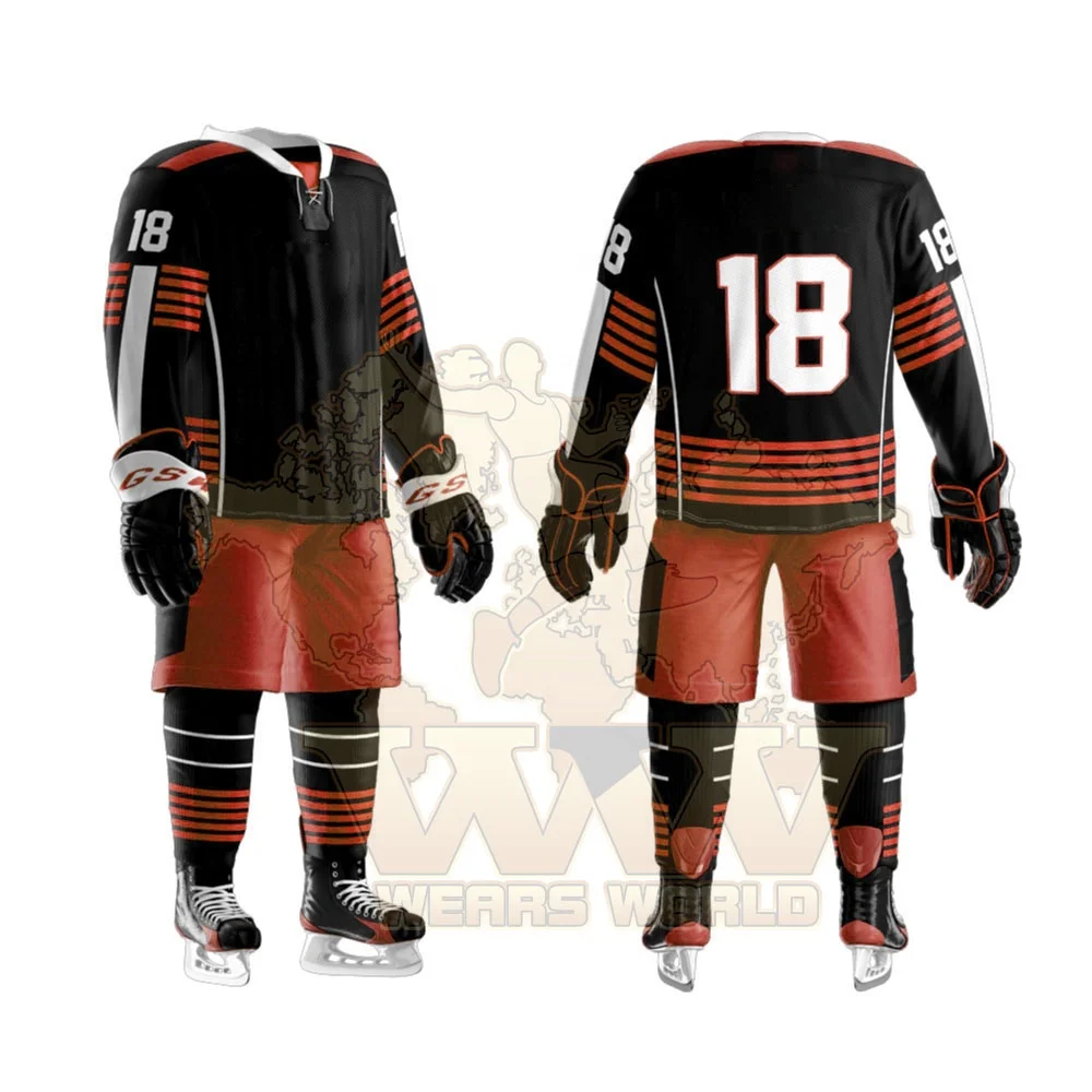 ice hockey uniform Latest design 5Xl plus size custom embroidery hockey hoodie sublimation training ice hockey uniform set