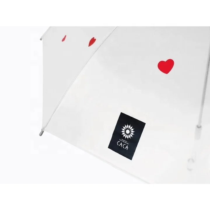 Детский зонт, прозрачный, полуавтоматический, прочный и долговечный, с милым рисунком сердца, 50 см