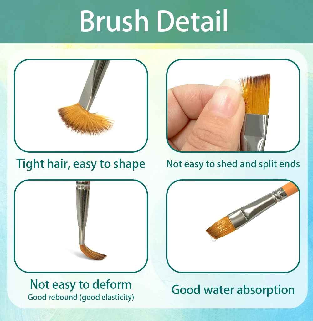 Professional Painting Brushes 5pcs Set Wooden Handle Art Brush Watercolor Acrylic Oil Painting  Artist Brushes