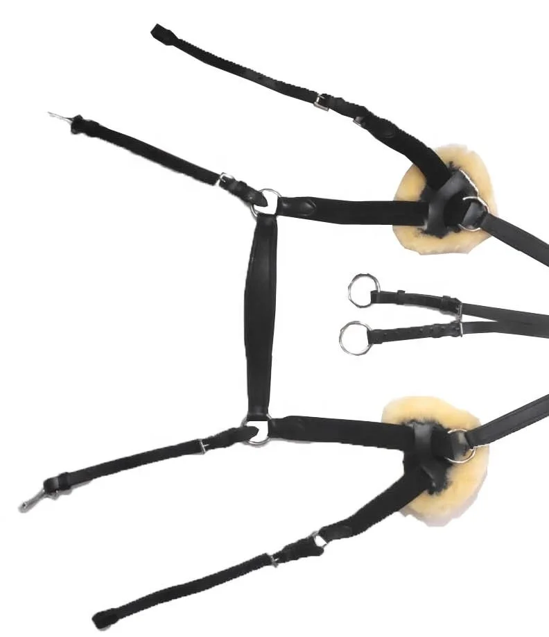 Portable Top Quality Genuine Leather Horse 5 Way Martingale Made of Good Quality  DD Leather with Original Sheep Wool Padding