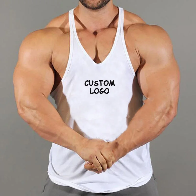 2021 Stringer Tank Top Wholesale Custom Cotton Stringer Gym Vest Fitness Singlet Workout Muscle Bodybuilding Men Tank Top