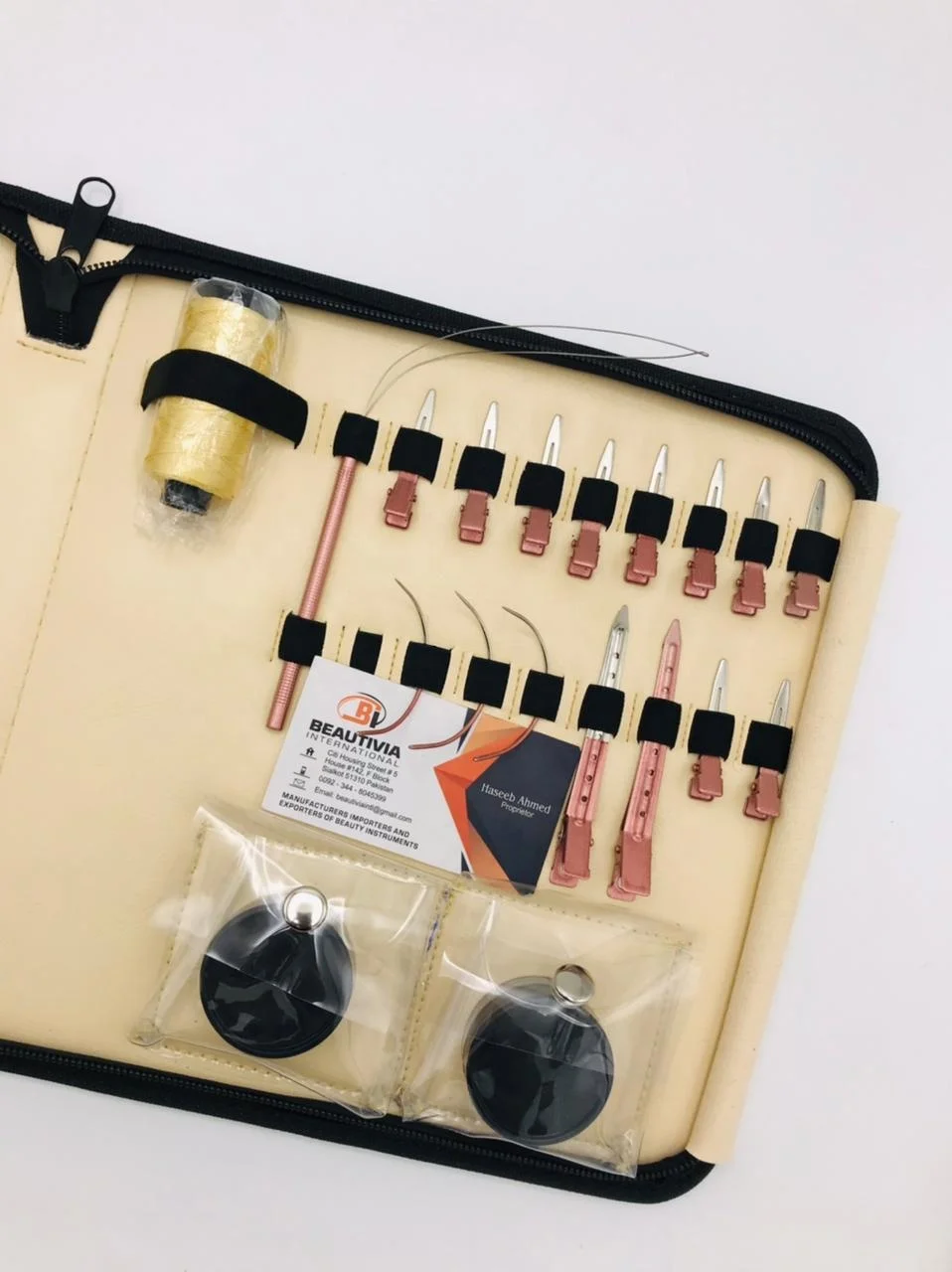 Metallic Color Microlink Hair Extension Tools with Silicone Beads & Nylon Threads Professional Hair Extension Pliers