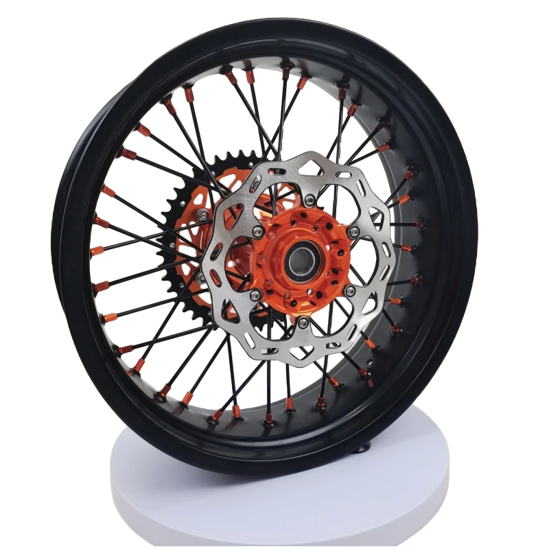 New Design Motorcycle Supermoto Modified Wheels CNC Wheel Hub 16 17 Inch Rims with Disk Brake For KTM