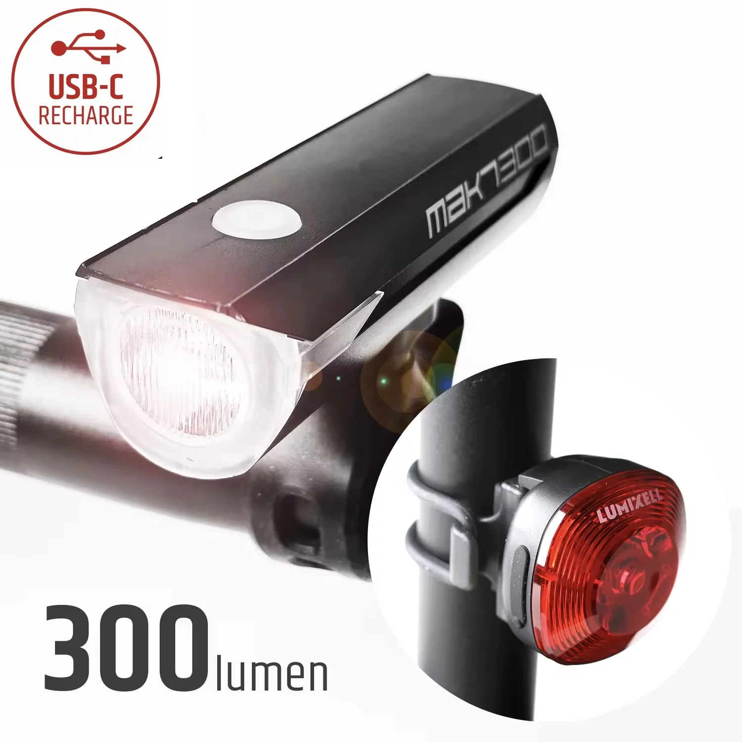 Super Bright Waterproof Bike Light Set 4 Modes Usb Charging Durable Bicycle Light Headlight Headlight And Taillight