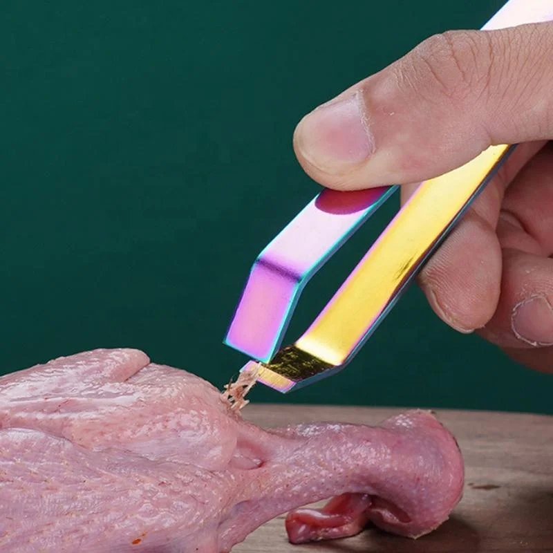 Brand New Stainless Steel Fish Bone Remover Chicken Plucking Feather Nipper Tweezers Tool Kitchen Tweezers Accessories