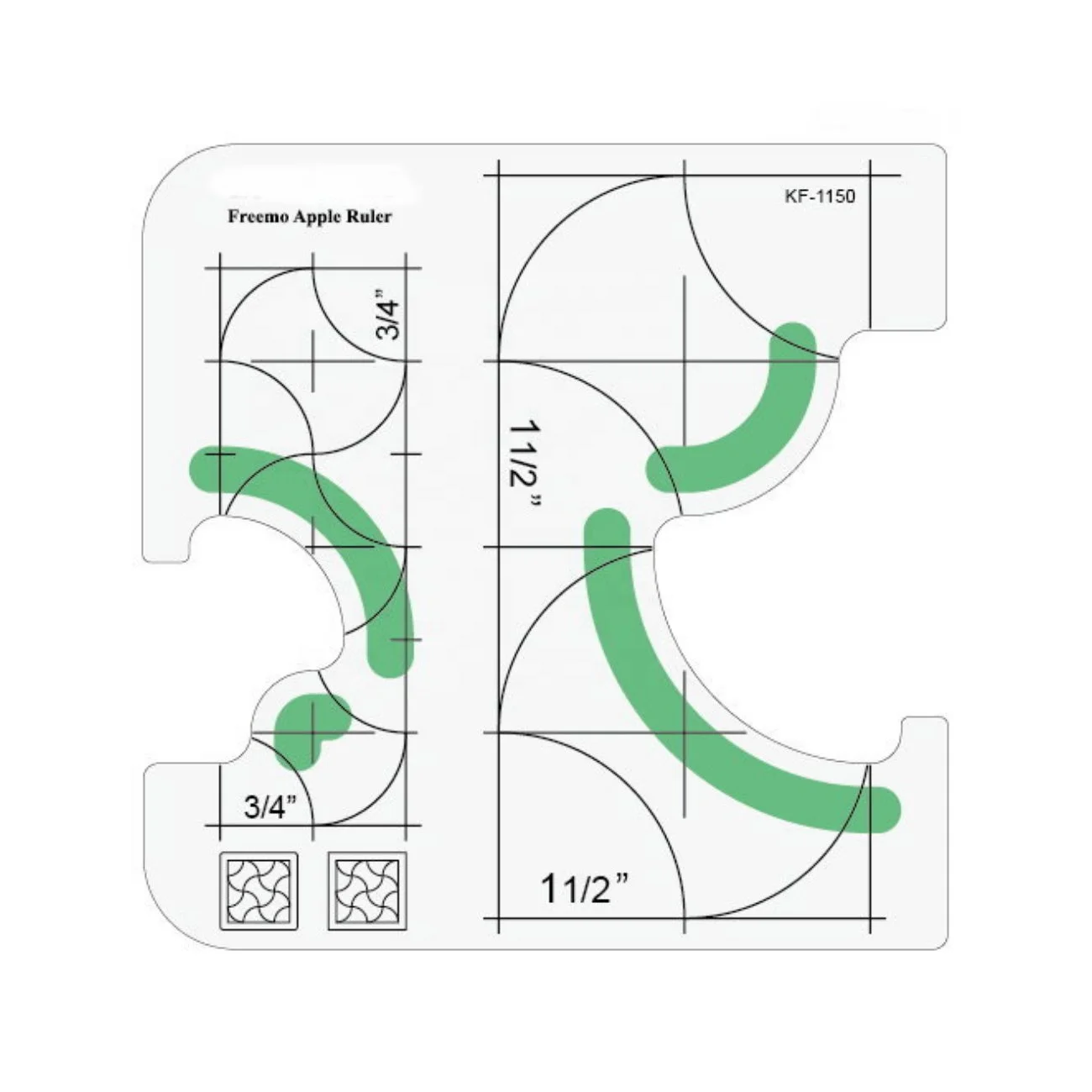 DS-KF-1150 RULER FREEMOTION CRAFT SEWING ACRYLIC PATCHWORK QUILTING QUILTER TAILOR CUTTING TOOLS CLEAR TEMPLATE SCALE