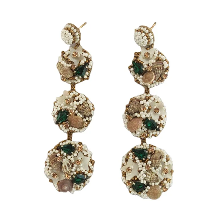 High Quality Bulk Selling Hand Embroidered Womens Wear Handmade Mother of Pearls Star Shells Drop Earrings at Genuine Price