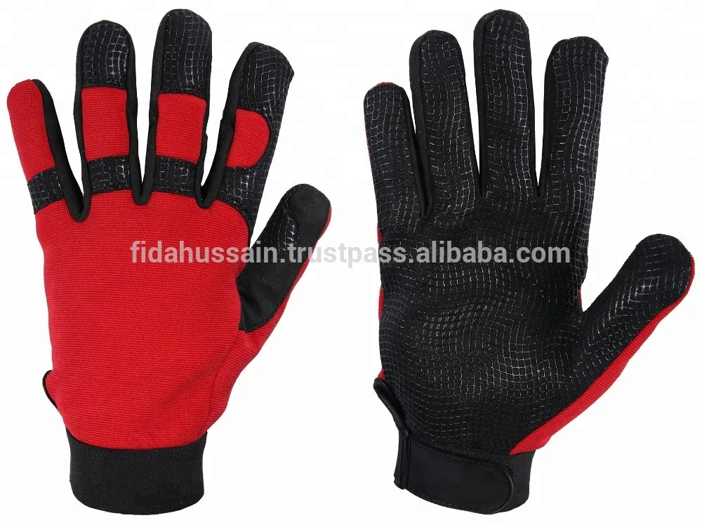 Extreme Grip Leather Gloves Wholesale Iron High Performance Durable Protective colorful Mechanic Leather Gloves from Pakistan