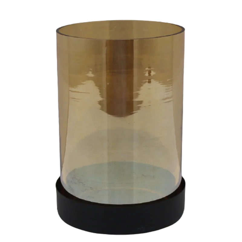 Home Decoration Candle Pillar Holder Glass Smoke Luster Iron Metal Nickel Silver Color Standard Size Candle Stand Handmade Bulk