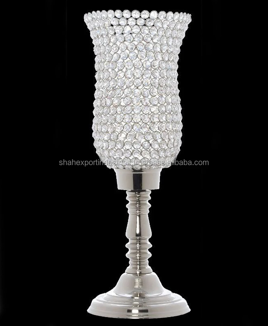 Crystal Beaded Flower Vase Decorated Artificial Flowers Arrangement Wedding Centerpiece Tabletop Flower Vase