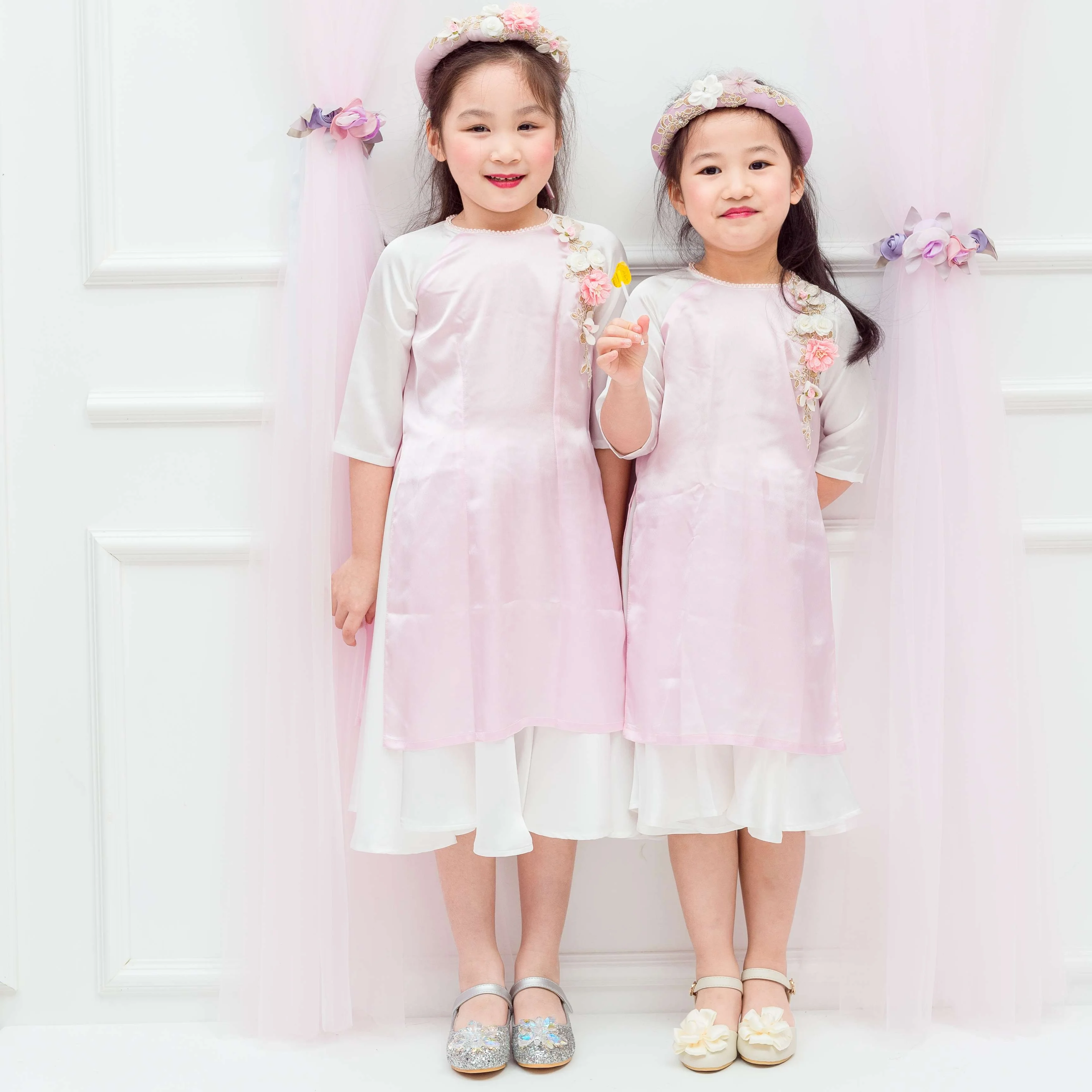 В аозай вьетнамские традиционный костюм для детей с новаторским стилем От 1 до 12 лет для девочек