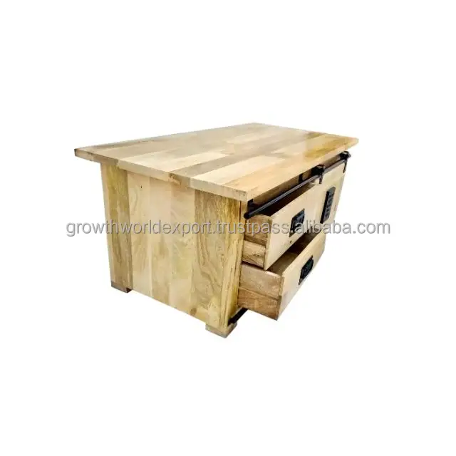 Industrial Jupiter Range 2 sided Coffee table with sliding door Rough Mango Wood living room Coffee Table 125 CM furniture 2024