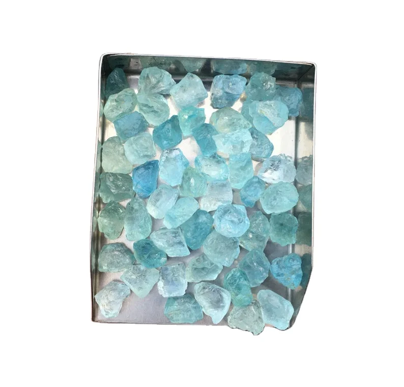 25 Pieces Natural Blue Aquamarine Loose Gemstone Untreated Raw March Birthstone Wholesale Natural Jewelry