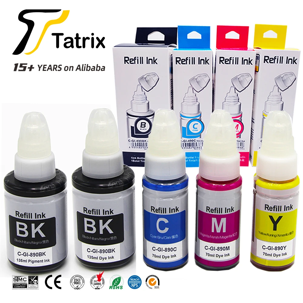 Tatrix RTS GI890 GI 890 GI-890 пополнения чернил совместимый цветной водная бутылка для Canon PIXMA