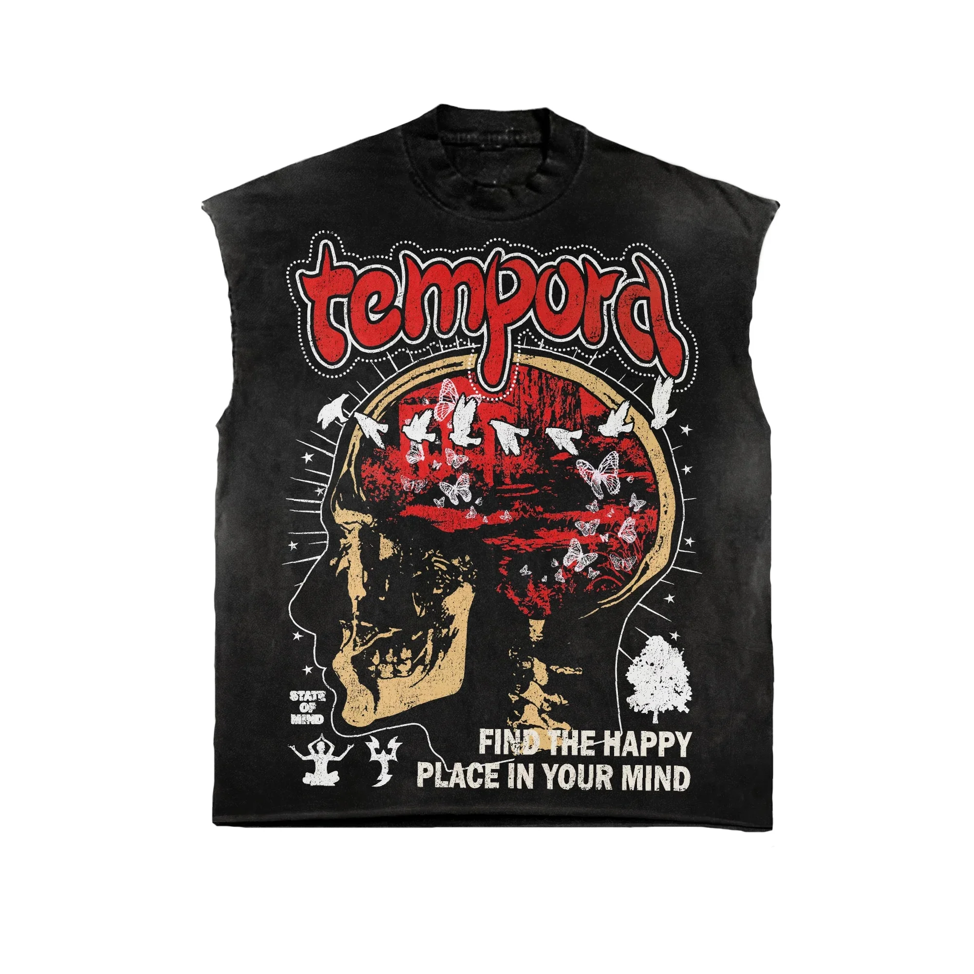 Custom High Streetwear Gym Wear Sleeveless Tee Athletic distressed sleeveless t shirt Vintage  acid wash sleeveless t shirt