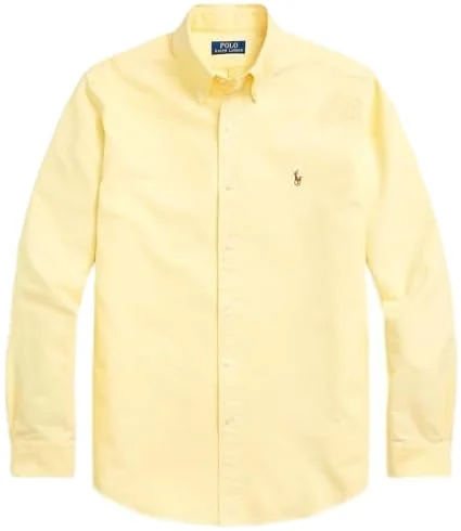 All Sizes Polo Ralphs Laurens Mens Classic Long Sleeve Oxford Shirt yellow colour wholesale price