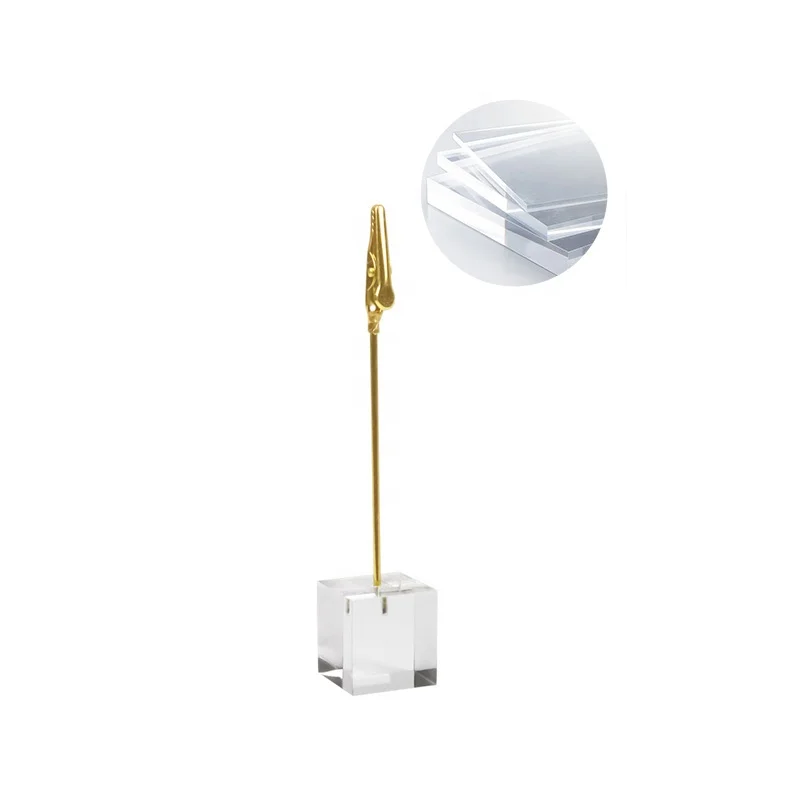 Fashion Clear Acrylic Cube Floating Memo Holder Name Cards Clips Note Holder