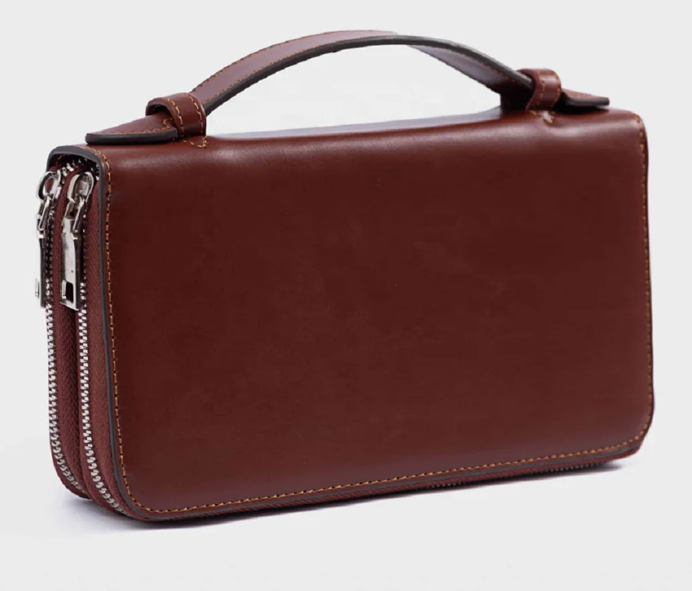 Vietnam Factory OEM Budget Friendly Hot Sale Trendy Genuine Cowhide Leather Clutch For Women