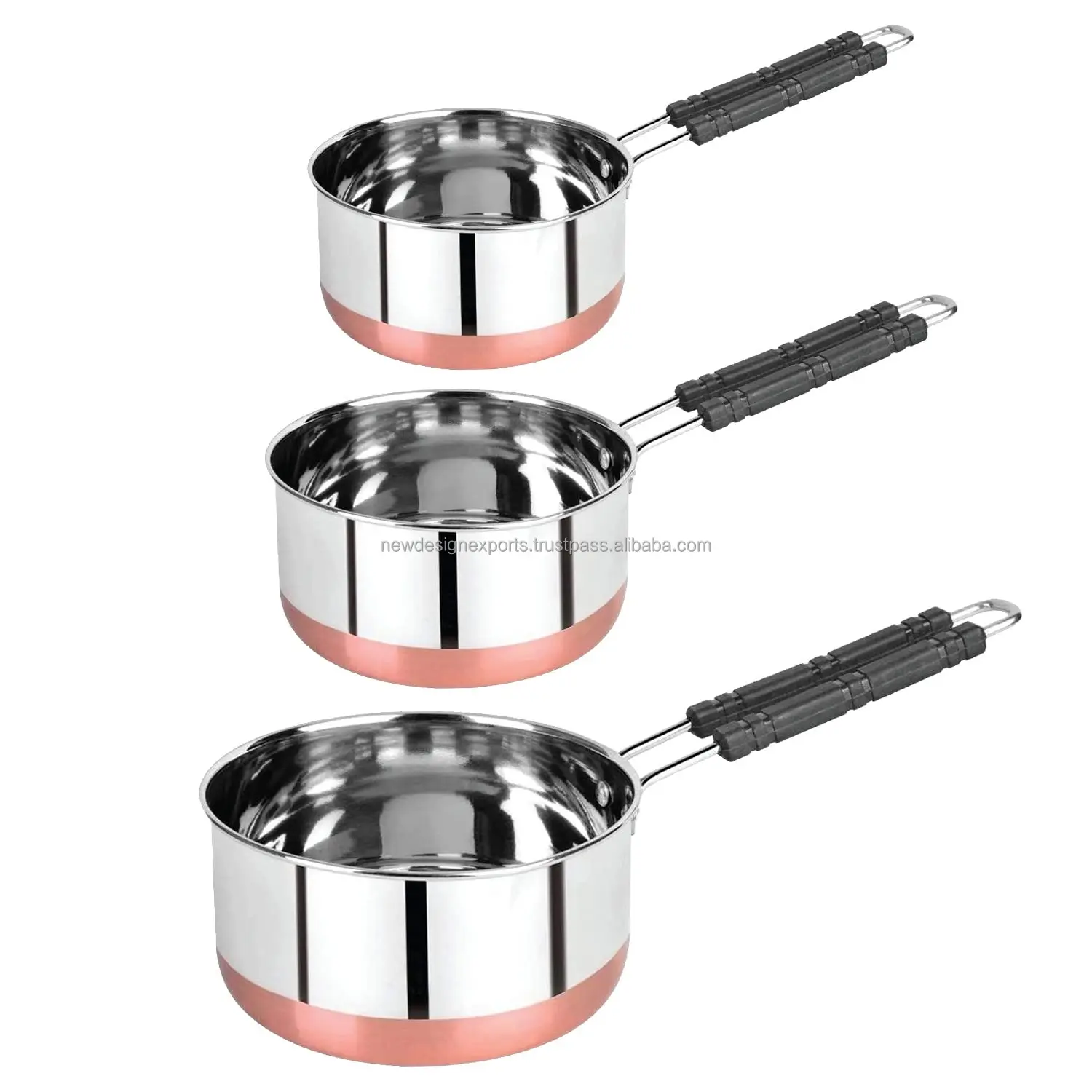 Sauce Pan Set for Tea Milk Pan Copper Sauce Pan Combo Set Gas and Induction Compatible