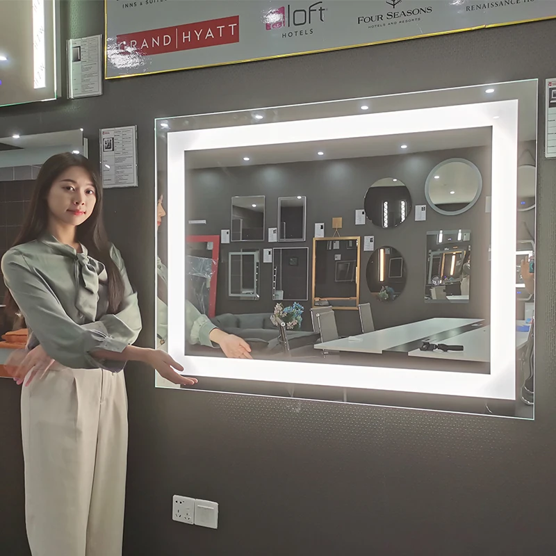 Factory Customized bathroom led mirror hotel light CCT 3000k 4000k 6000k 24*36/36*36 inch Smart Spiege wall touch mirrors