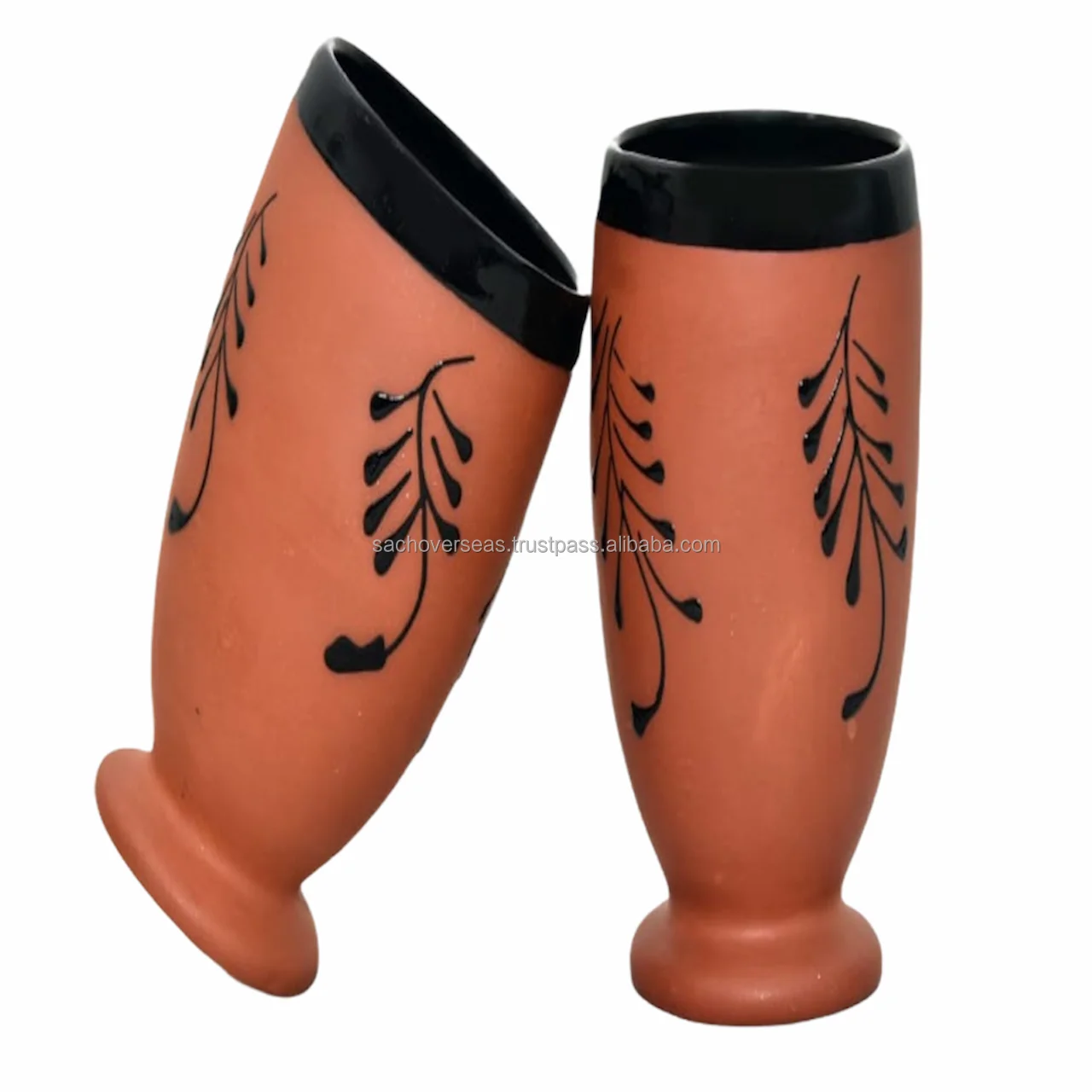 Exclusive Indian Natural Glazed Clay Coco Cola Glass , Earthenware Terracotta Clay Glass Set of 2  ( 200 ML)