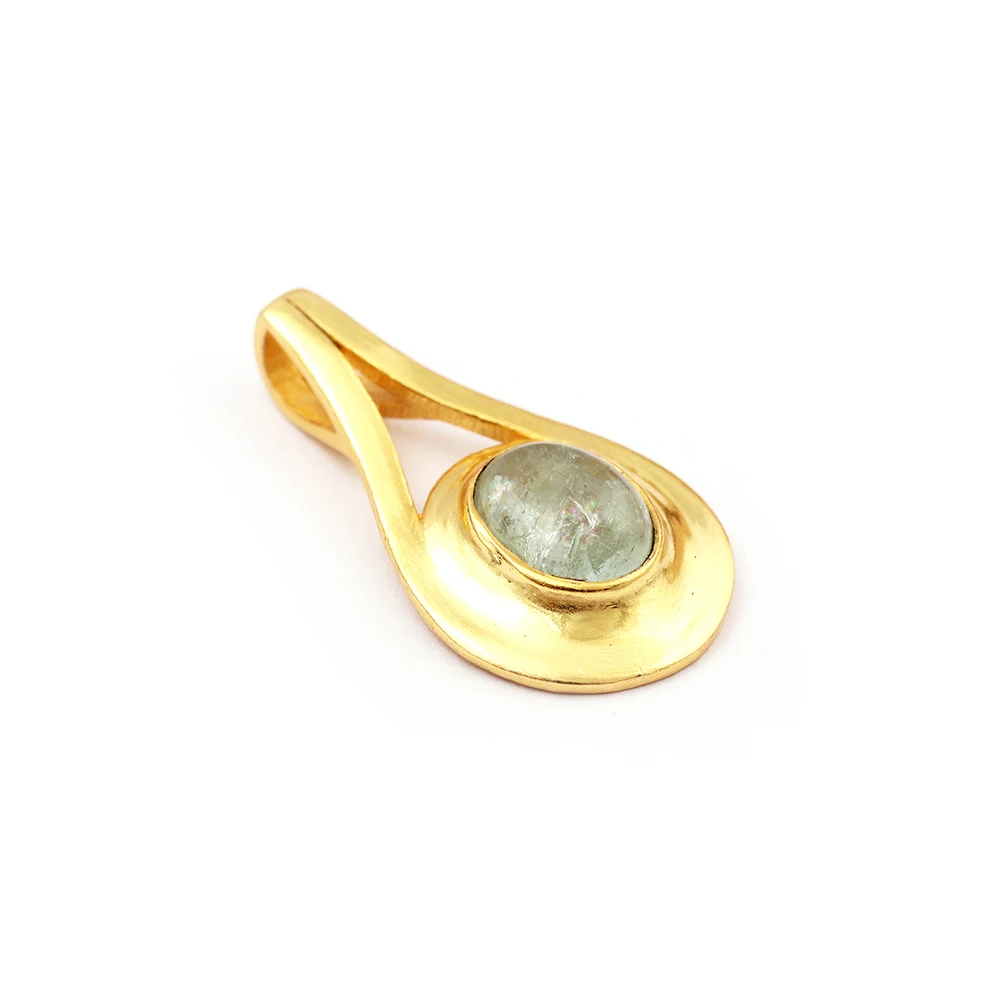 Opalite Stone Wholesale Gold Plated Brass metal Jewelry Gemstone Prong Sett Adjustable Necklace Women Jewellery Mode Joyas N-075