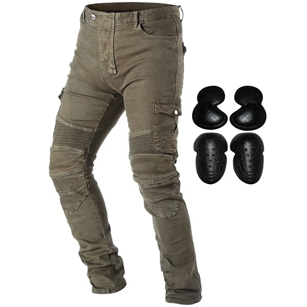 OEM Custom Motorcycle Riding Denim Jeans with CE Certified Knee Hip Armor Protector Motorbike Denim Jeans Pants with Protectors