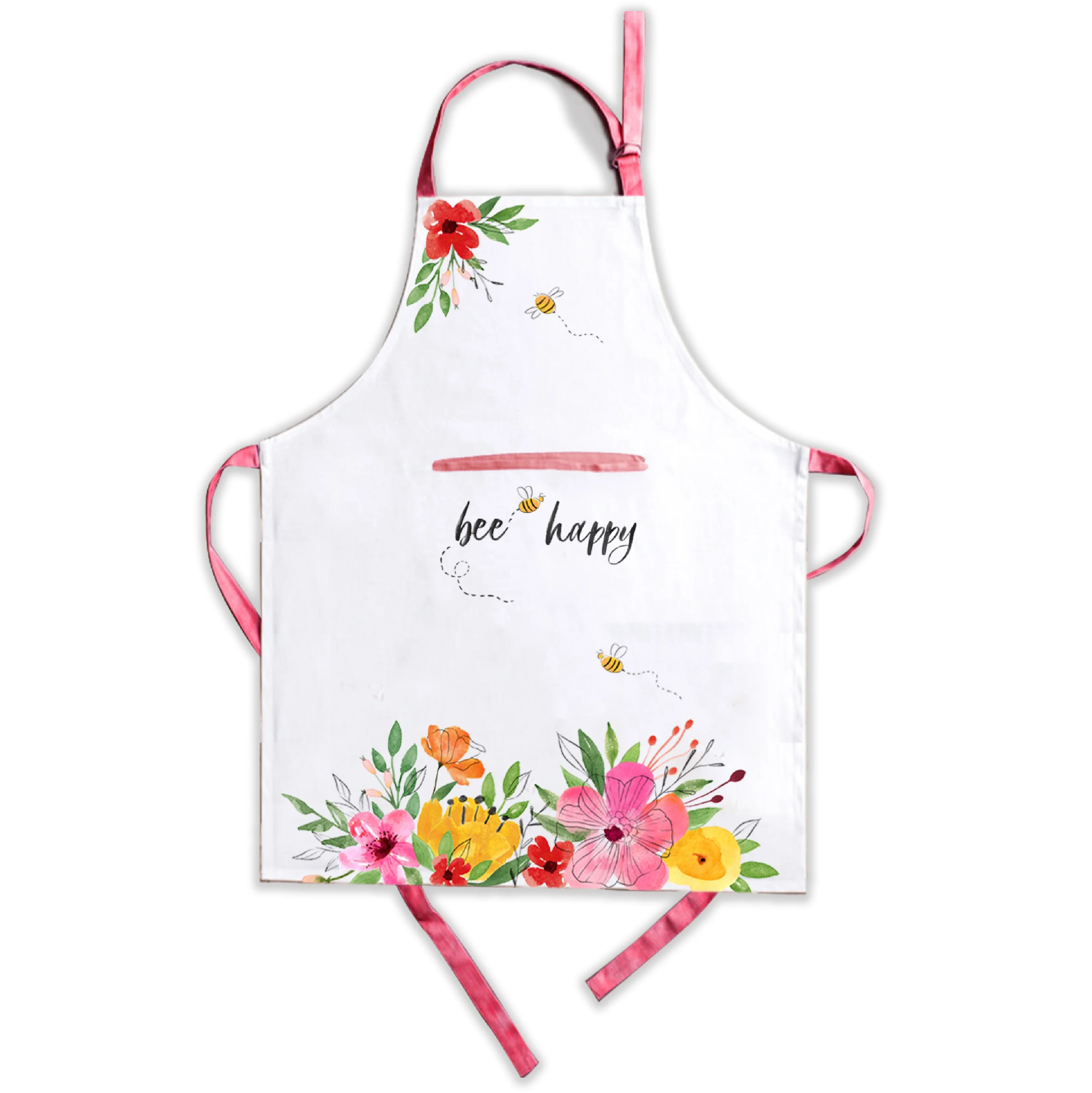 Orange and pink printed flower garden 100%Polyester cute apron