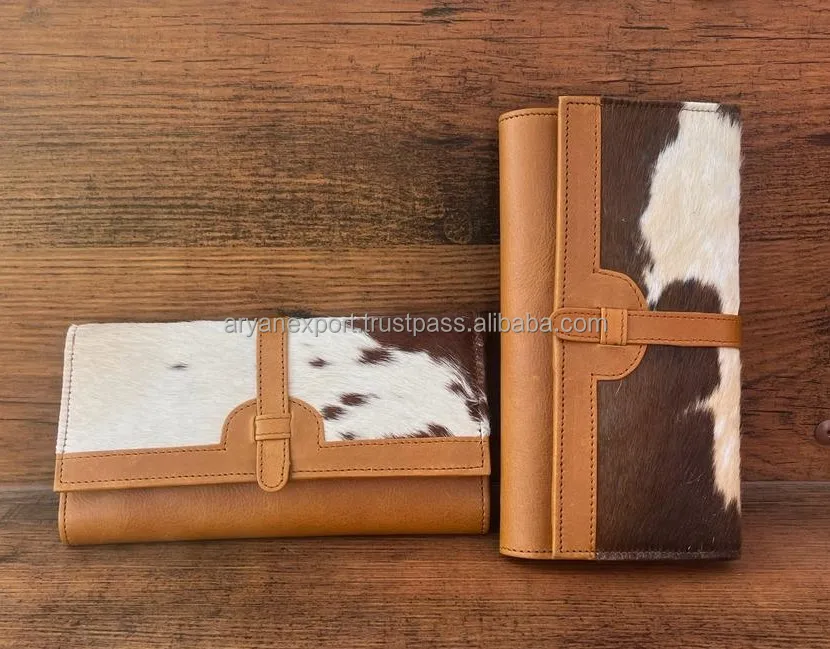 New Real Handmade Genuine Cowhide Leather Wallets For Women Slim Wallet Trifold High Quality Leather Western Clutch Purse Wallet