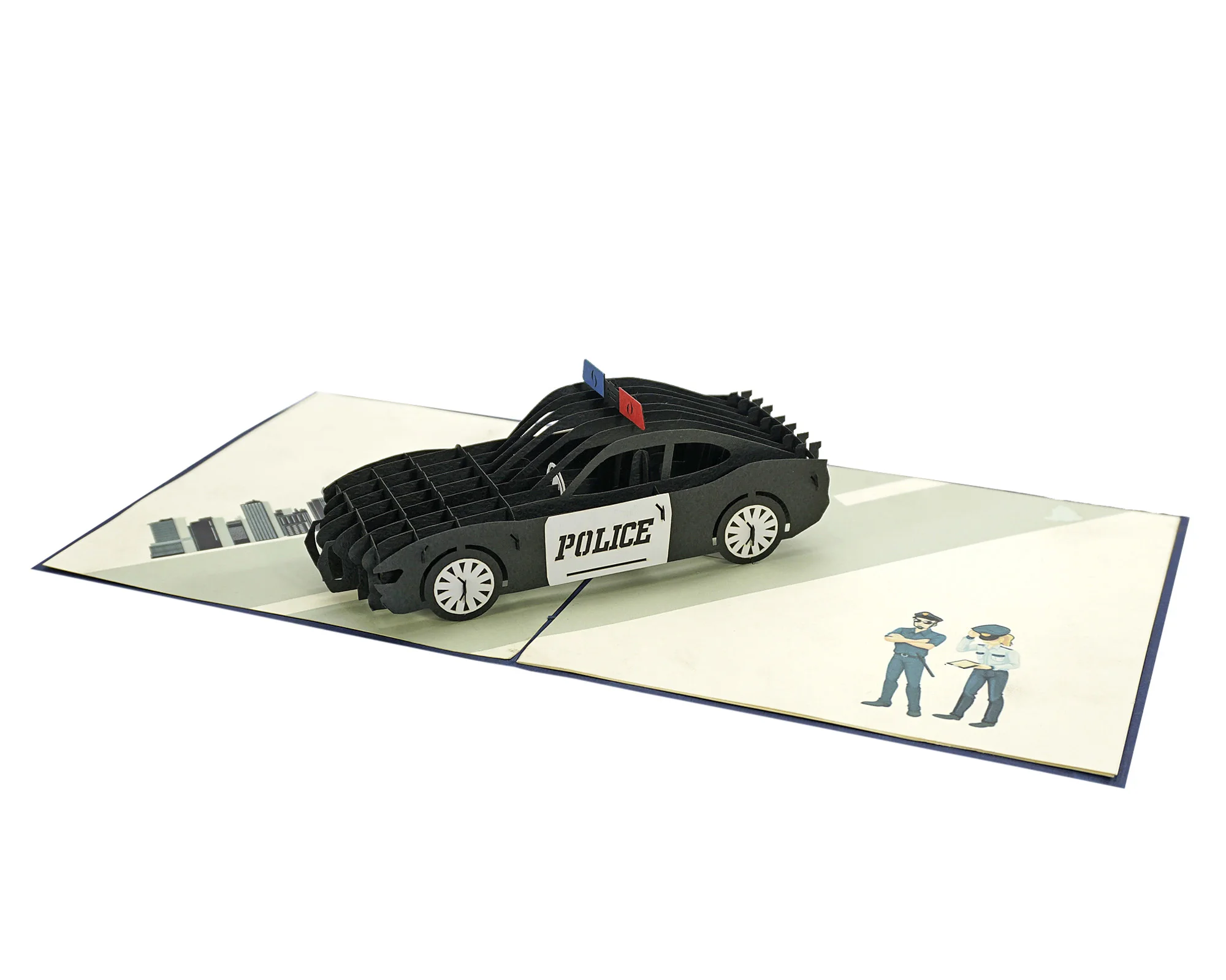 Custom design and Craftsmanship Police car 3D Model for greeting card to happy birthday for anyone working as a police officer