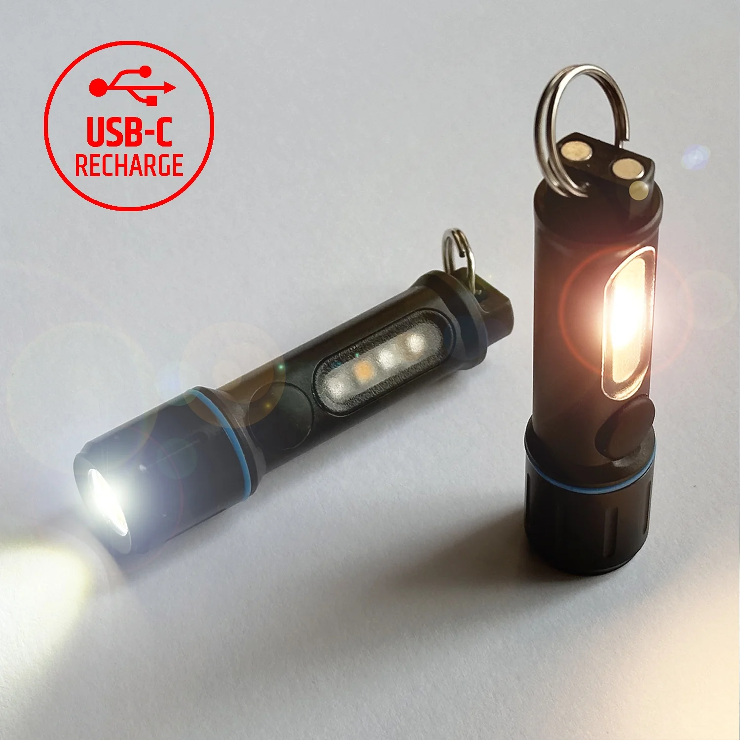 Mini Powerful EDC Keychain Flashlight with Magnet UV 365 Light Powerful 400LM,Rechargeable IP44 Waterproof 4 Modes Flashlight